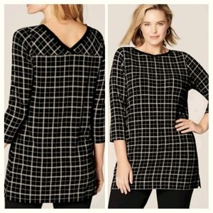 J. Jill Wearever Black/White Plaid V-Back Tunic 3X